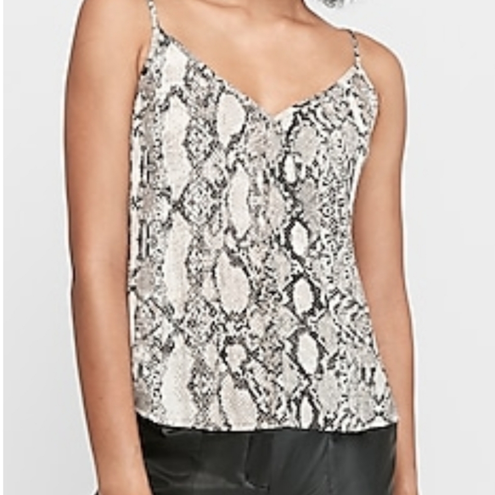 Express Snakeskin Print Pleated V-Neck Adjustable Cami Size M